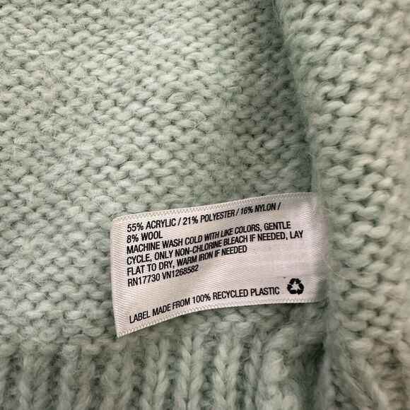 A New Day Target Womens Chunky Cardigan Sweater Size L Mint Green Cable Knit - Picture 7 of 12